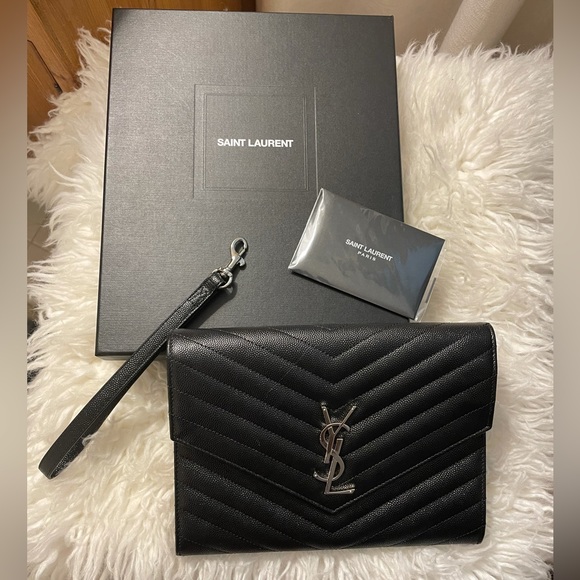 YSL Cassandre Grain Flap Wristlet - Picture 2 of 13